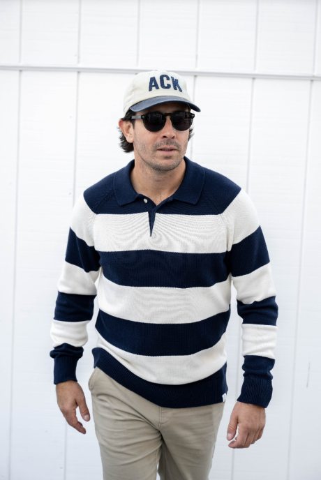 Seawell Block Stripe Rugby Sweater - Navy