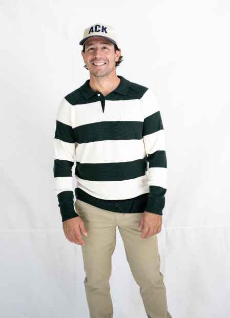 Seawell Block Stripe Rugby Sweater - Pine