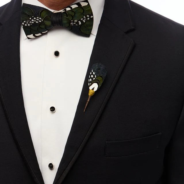 Saratoga  Lapel Pin - Pheasant & Peacock Feathers