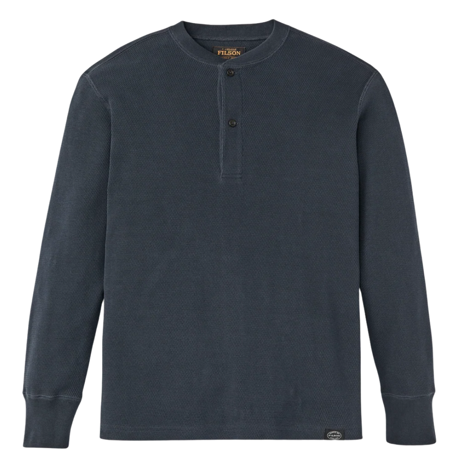 Waffle Knit Henley - Blue Mussel