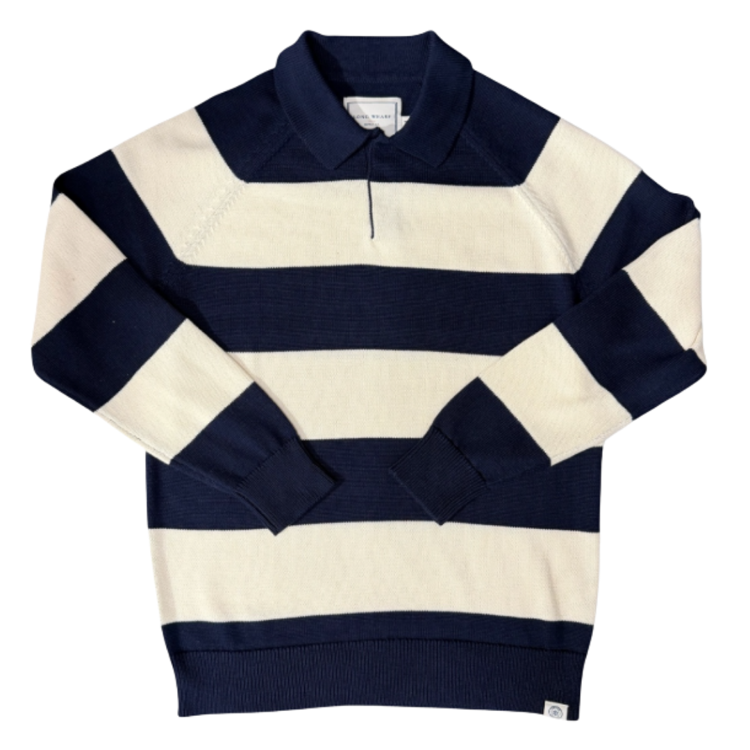 Seawell Block Stripe Rugby Sweater - Navy
