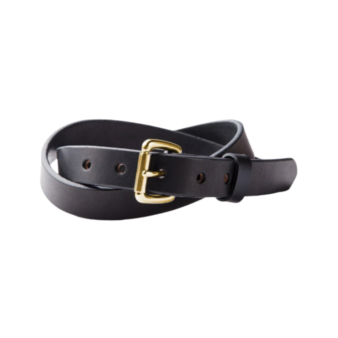 Black Skinny Standard Belt w/ Brass Buckle
