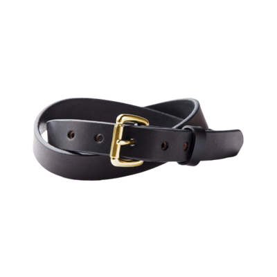 Black Skinny Standard Belt w/ Brass Buckle