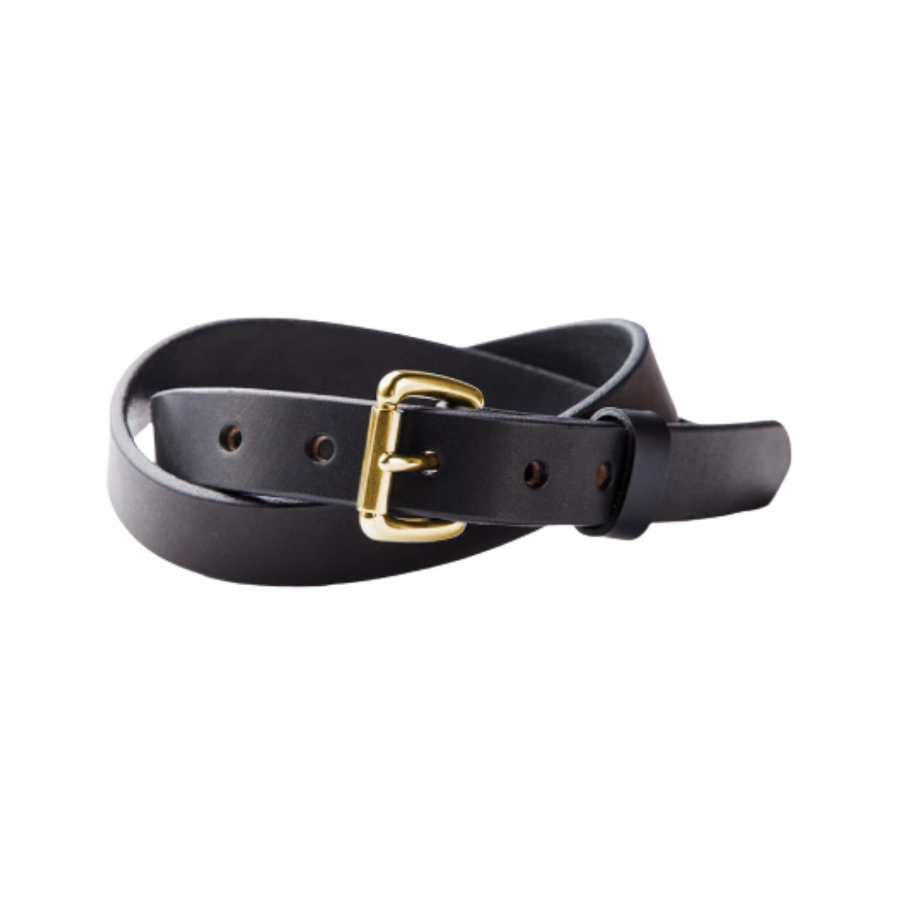 Black Skinny Standard Belt w/ Brass Buckle