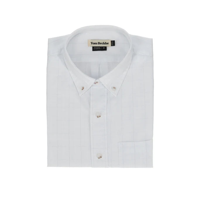 Monroe Poplin Shirt - Blue & Gray Windowpane