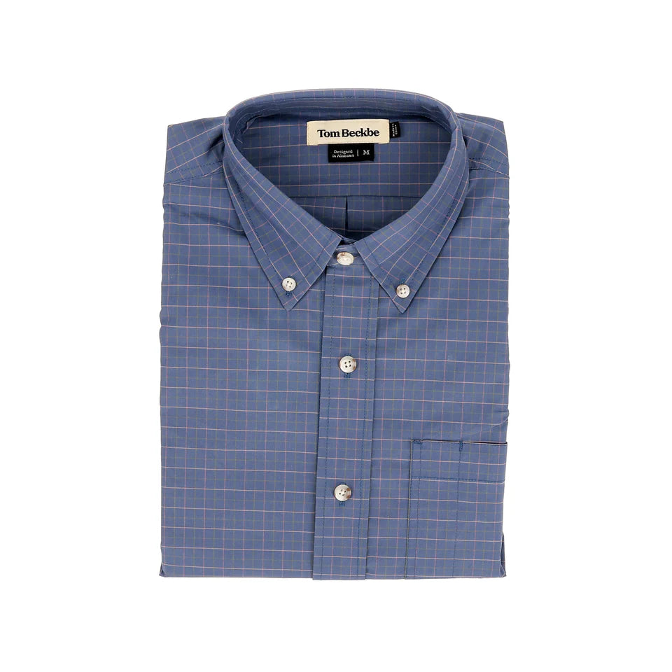 Powell Performance Sport Shirt - Slate Blue Check