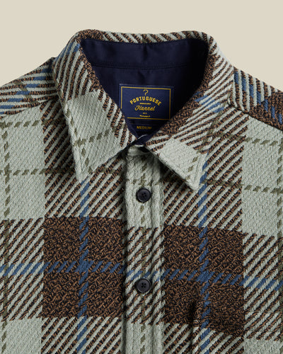 Upper Plaid Shacket - Aqua & Brown