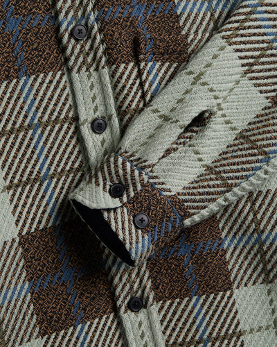 Upper Plaid Shacket - Aqua & Brown