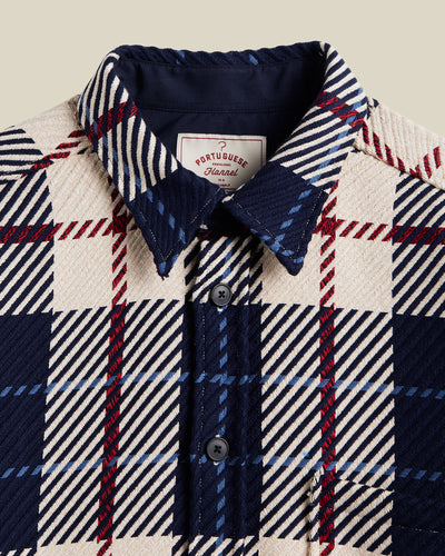 Upper Plaid Shacket - Blue, White & Red