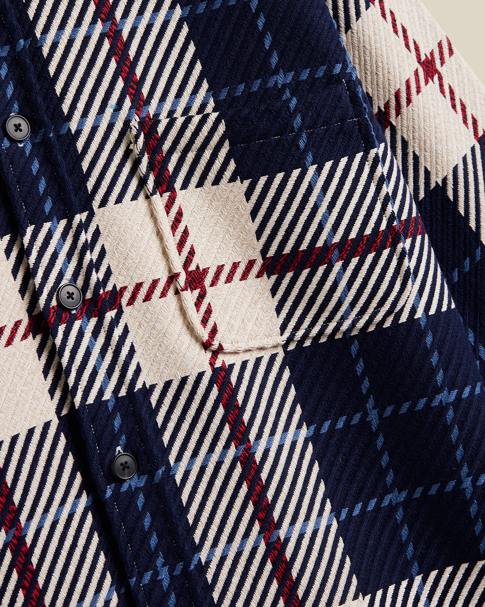 Upper Plaid Shacket - Blue, White & Red