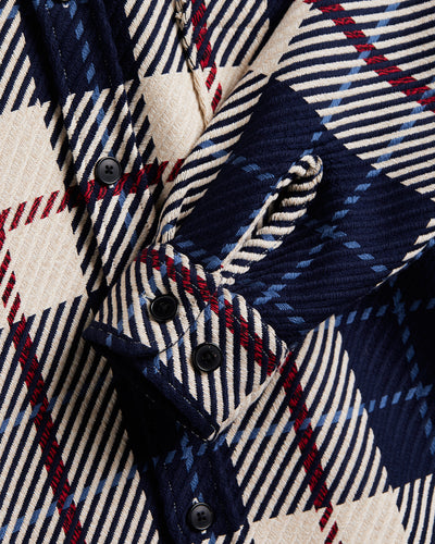 Upper Plaid Shacket - Blue, White & Red