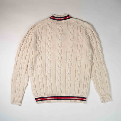 "The Robert" Cricket Sweater - Cream w/ Red & Navy