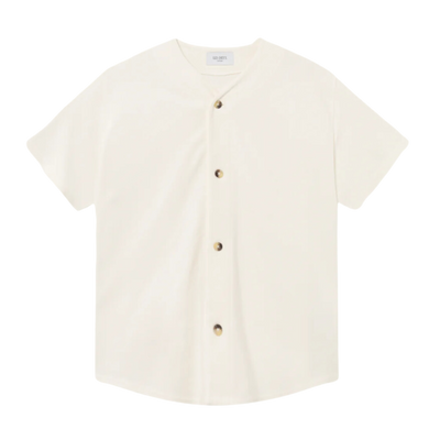 Barry Short Sleeve Baseball Jersey Shirt - Light Ivory
