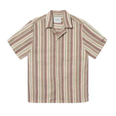 Lawson Stripe Short Sleeve Shirt - Burnt Red & Ivory