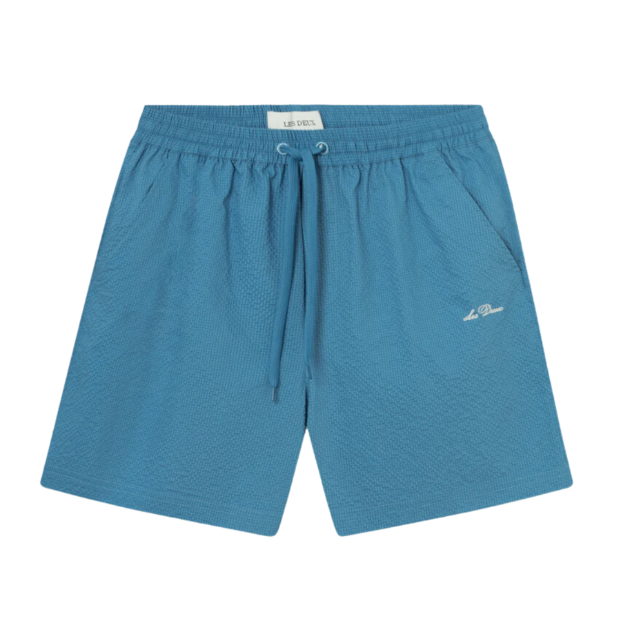 Stan Seersucker Swim Short - Washed Denim Blue