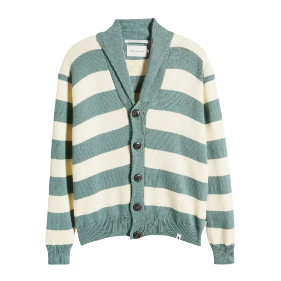 Richmond Striped Cardigan Sweater - Lovat & Cream