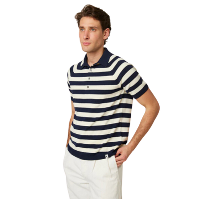 Rugby Knit Polo Shirt - Navy