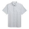 Fulton Short Sleeve Stripe Oxford Shirt - Bright White & Blue