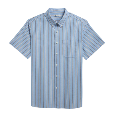 Fulton Short Sleeve Stripe Oxford Shirt - Lavender Blue
