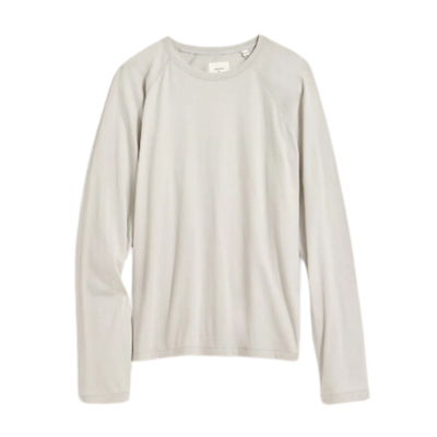 Long Sleeve Sueded Cotton Crew - Silver