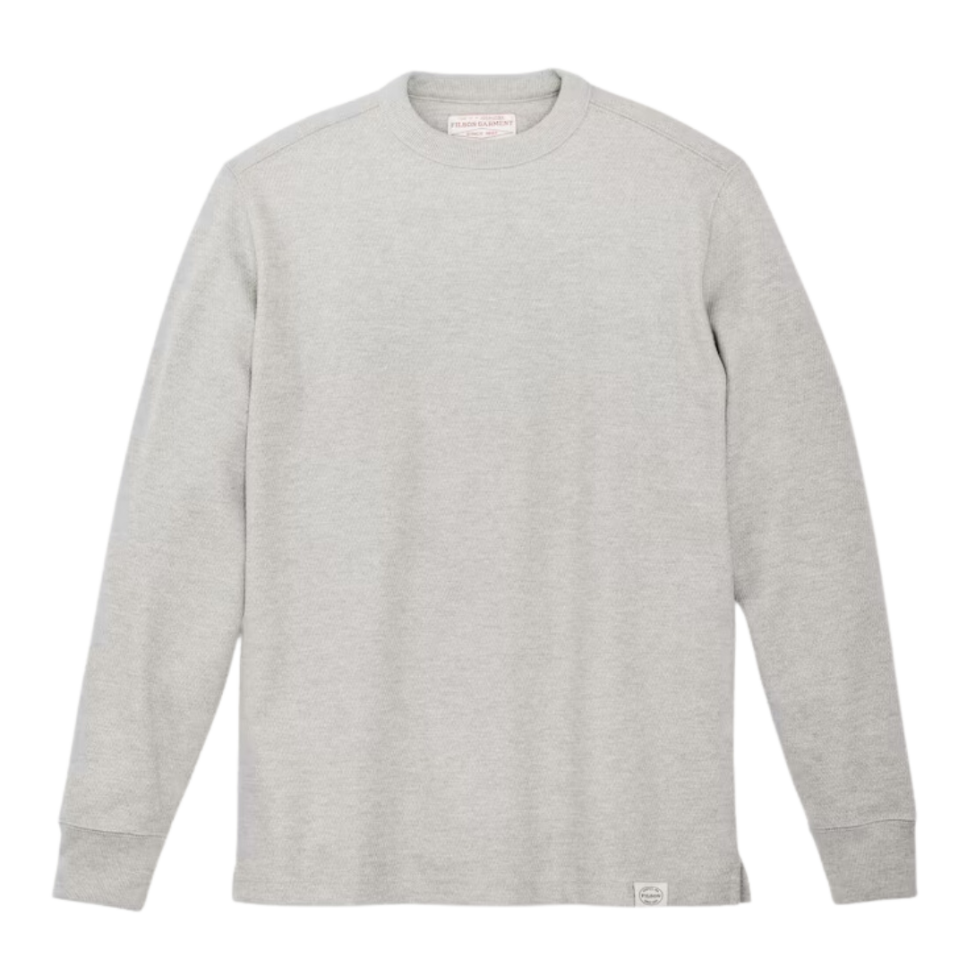 Waffle Knit Thermal Crewneck - Light Heather Gray