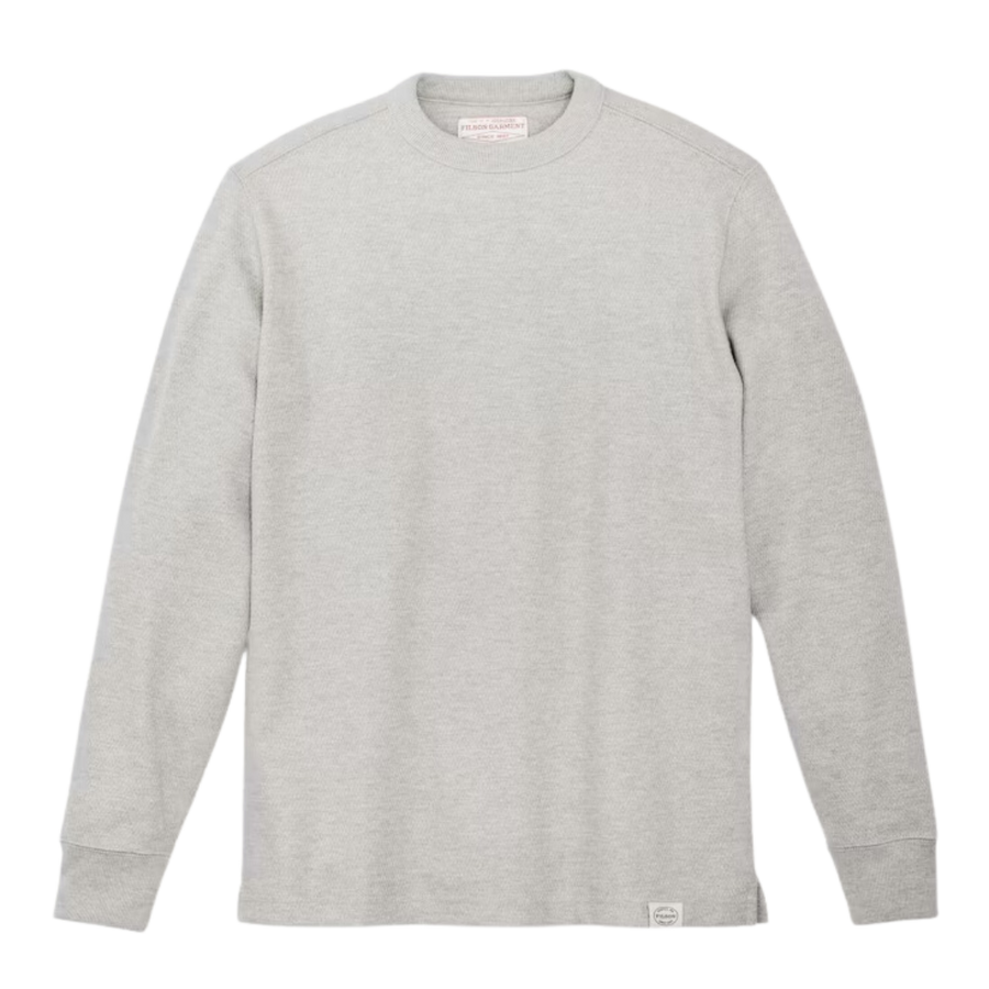 Waffle Knit Thermal Crewneck - Light Heather Gray