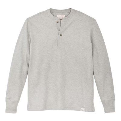 Waffle Knit Henley - Light Heather Gray