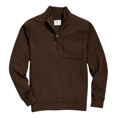 Quilted Half Zip - Chocolate