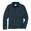 Long Sleeve Herringbone Polo - Carbon Blue