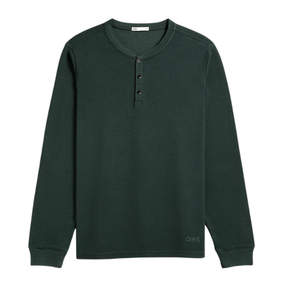 Court Waffle Henley - Dark Green