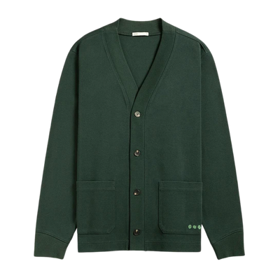 Byron Pique Knit Cardigan - Dark Green