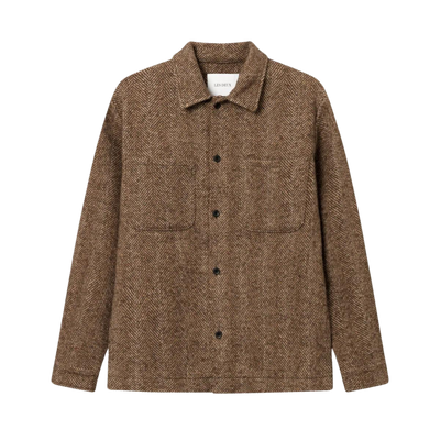 Milian Herringbone Overshirt - Dark Sand