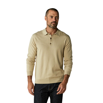 Robles Knit Long Sleeve Polo - Oatmeal