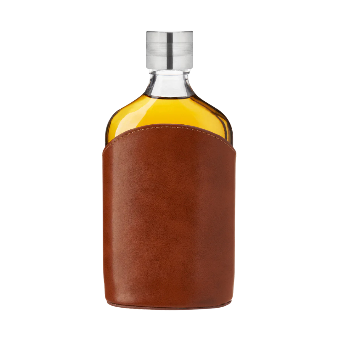 Admiral Parker Leather Wrapped Glass Flask