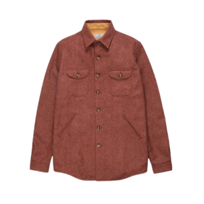 Crissman Over Shirt - Brick Herringbone