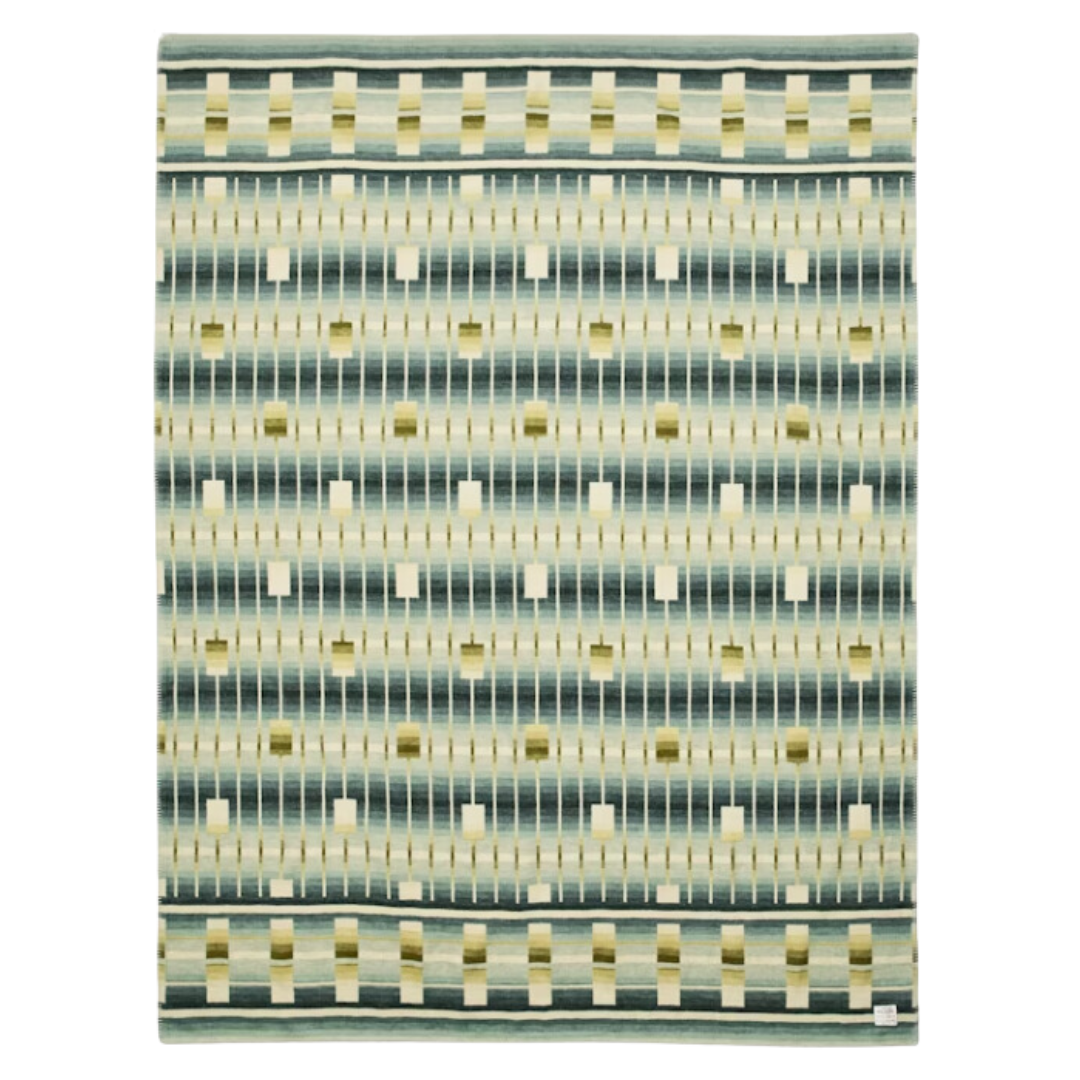 Filson Cotton Blanket - Green & Tan Geometric Ombre
