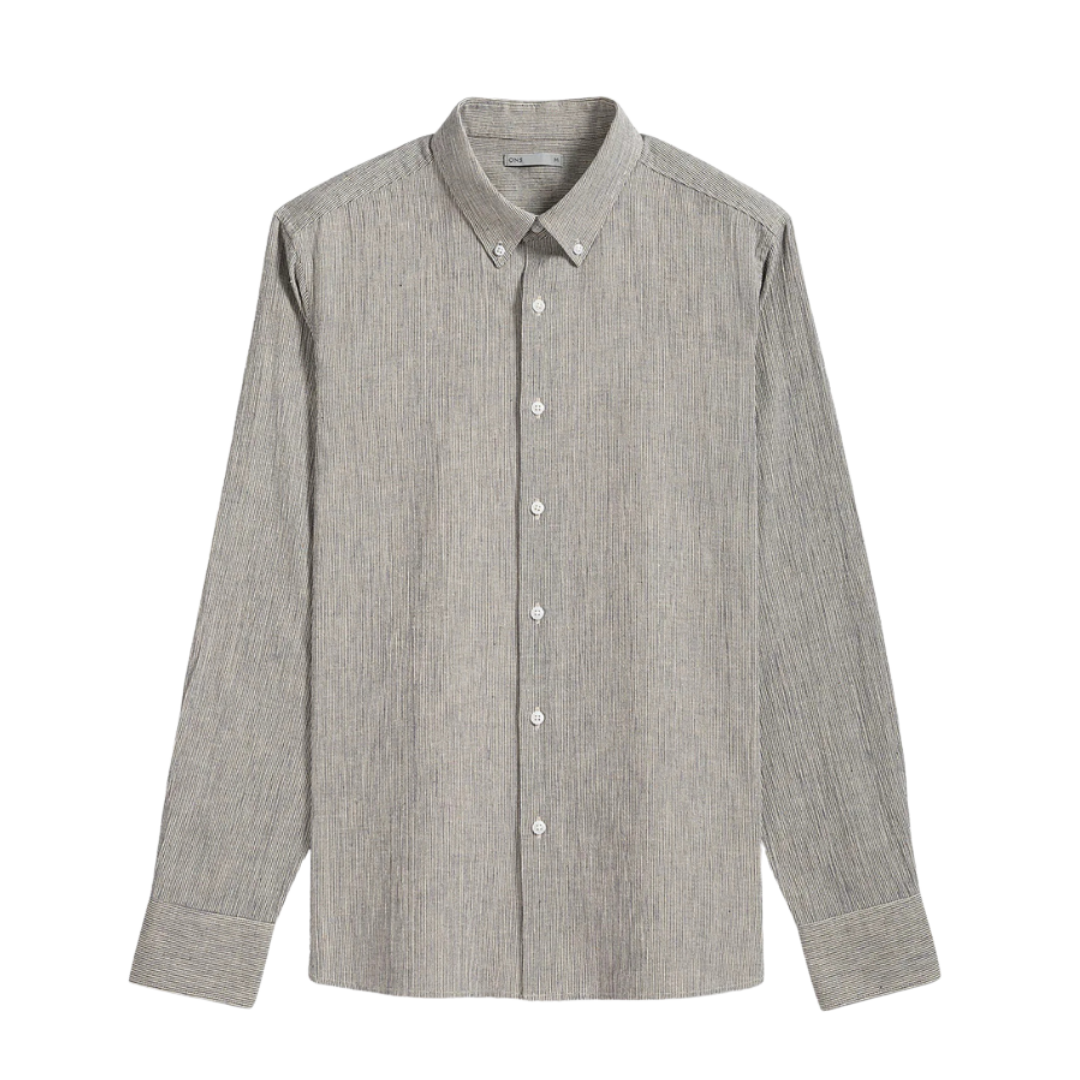 Fulton Pinstripe Shirt - Navy & Off White