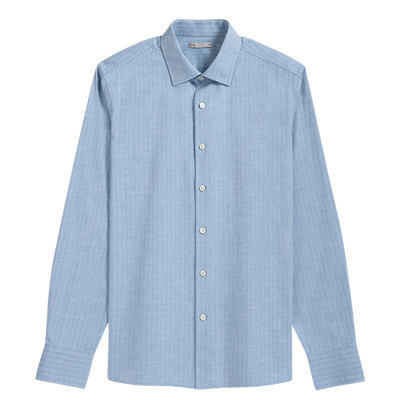 Adrian Heather Herringbone Shirt - Light Blue