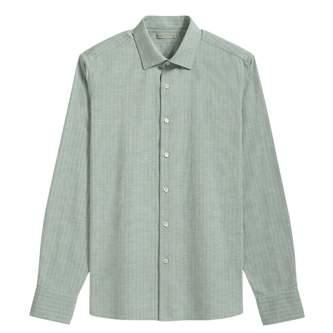 Adrian Heather Herringbone Shirt - Lead