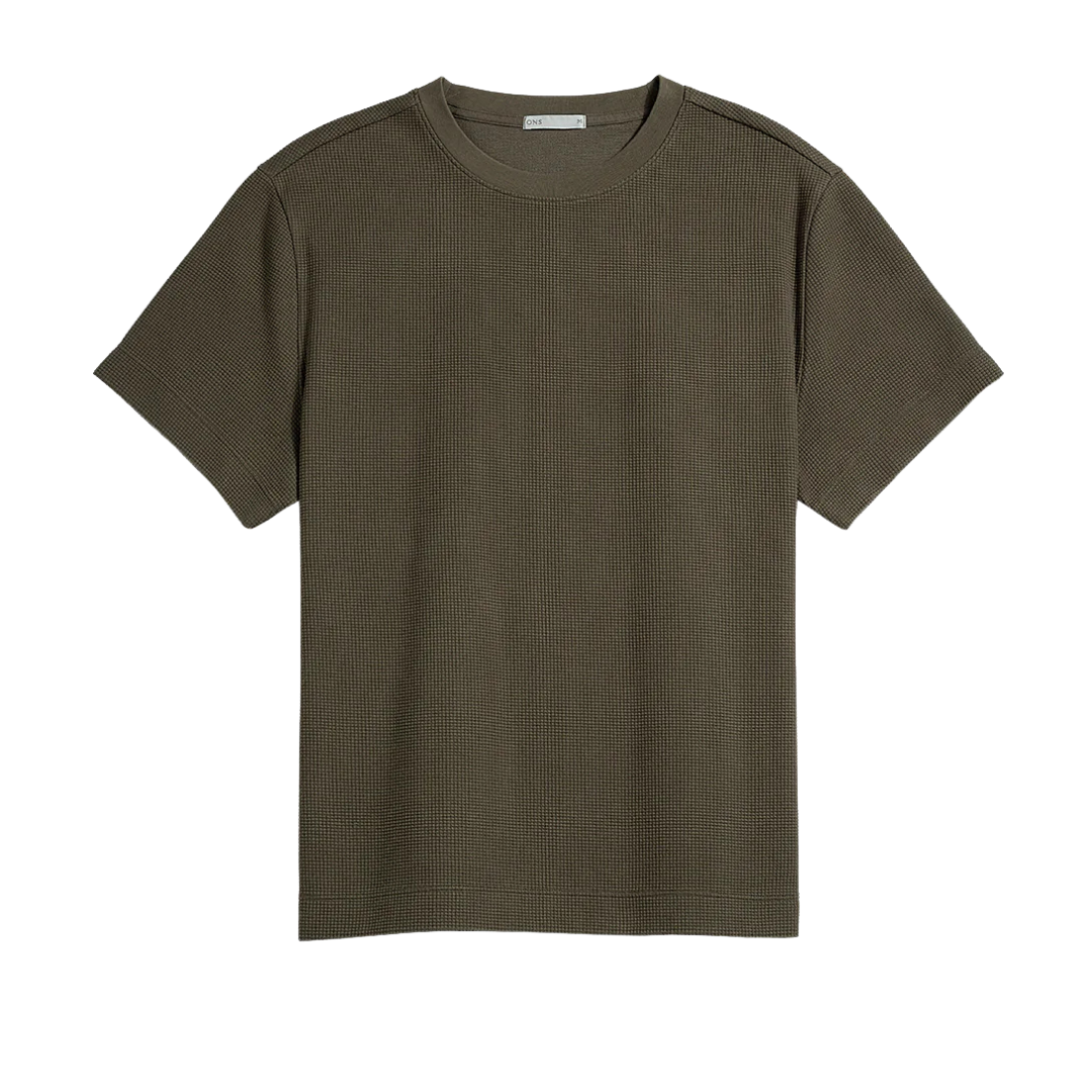 Baseile Pique Waffle Tee - Tarmac Brown