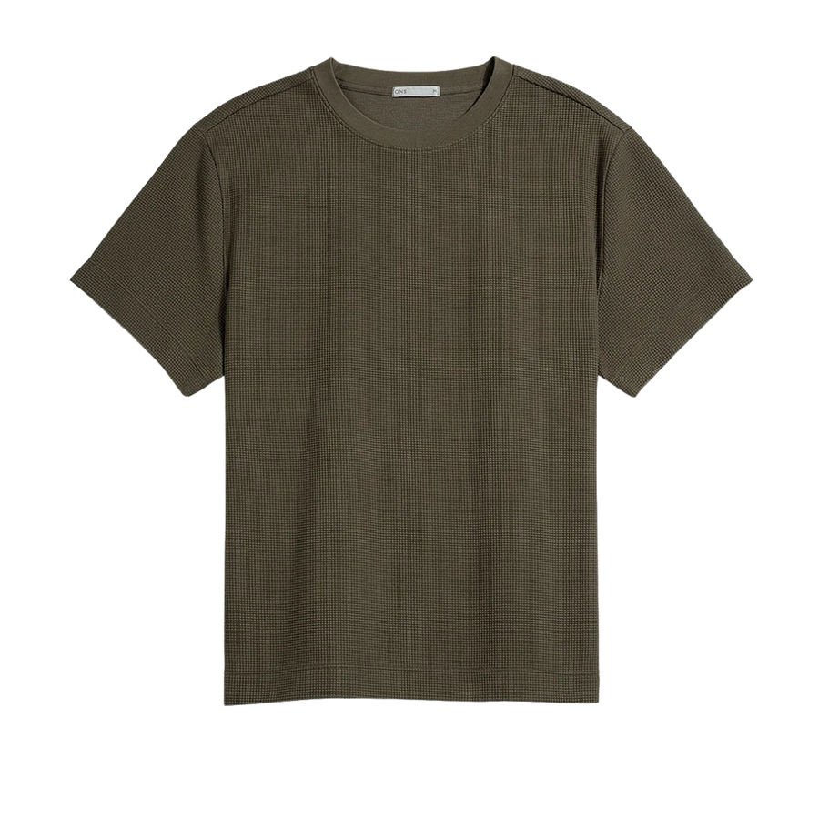 Baseile Pique Waffle Tee - Tarmac Brown