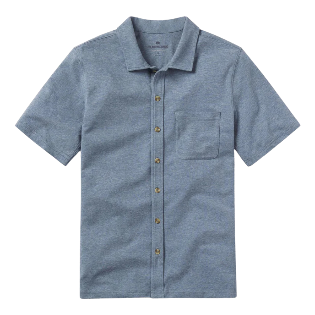 Puremeso Short Sleeve Weekend Button Down - Lake Blue