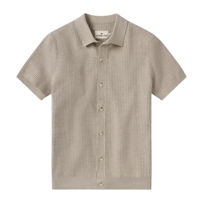 Waffle Stitch Button Up - Flax