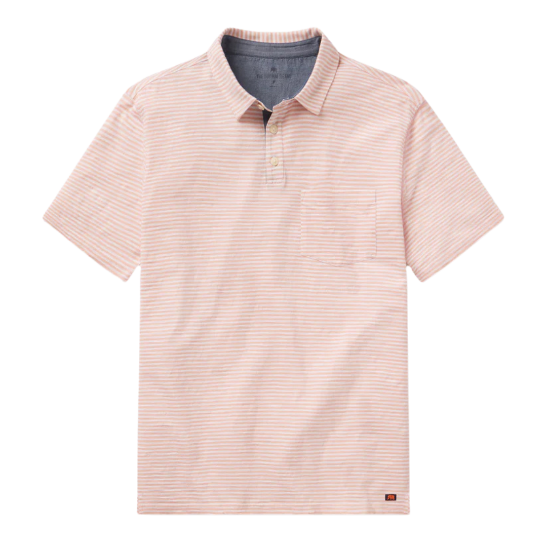 Vintage Slub Pocket Polo - Dusty Rose Stripe