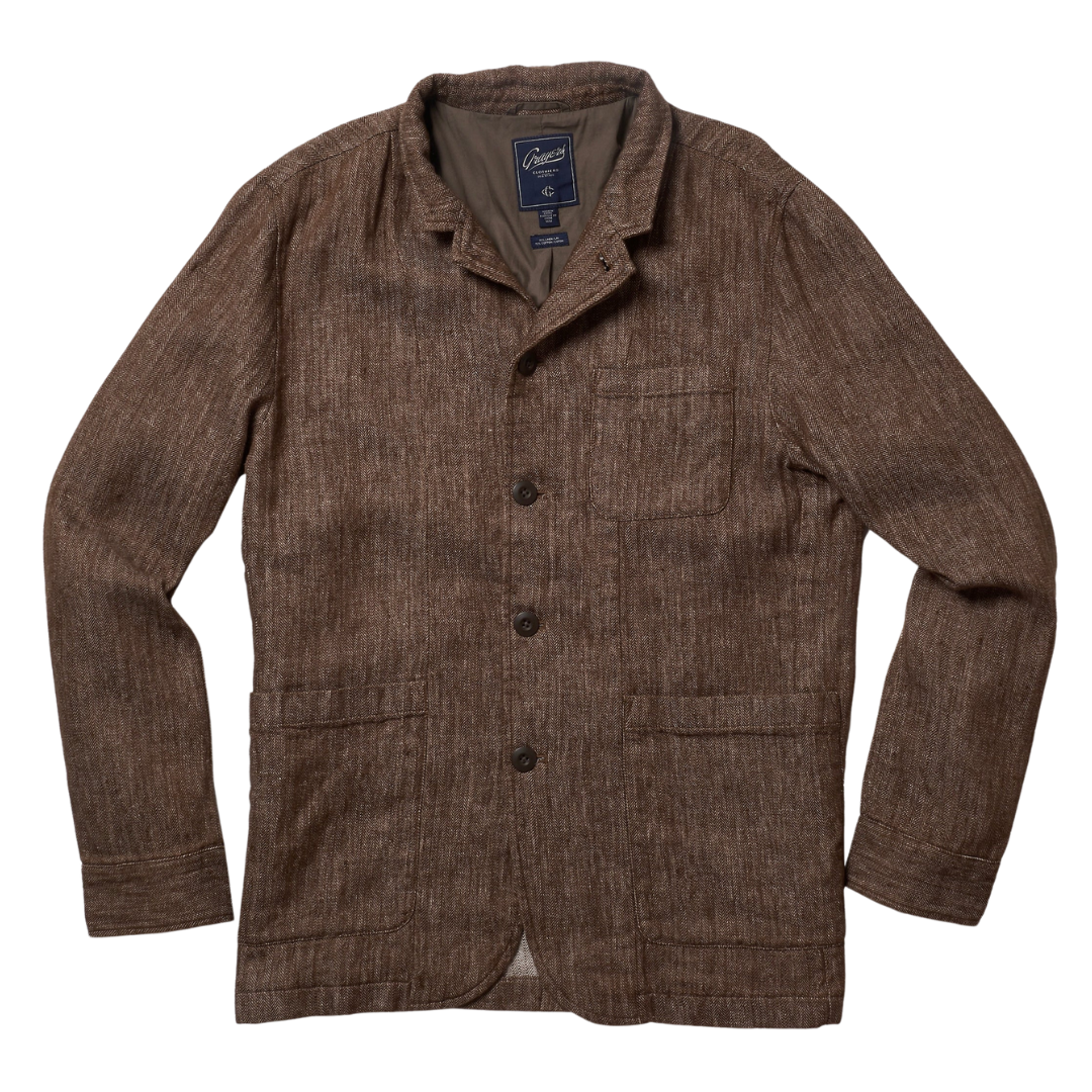 Albemarle Linen Industrial Jacket - Brown Herringbone