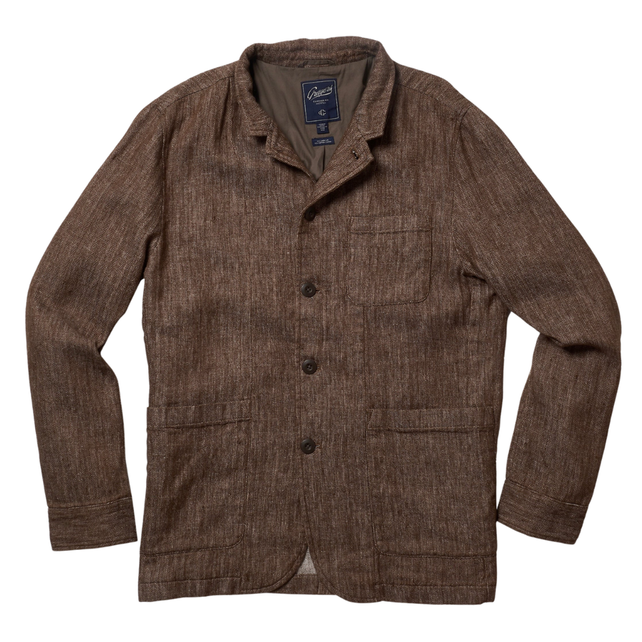 Albemarle Linen Industrial Jacket - Brown Herringbone