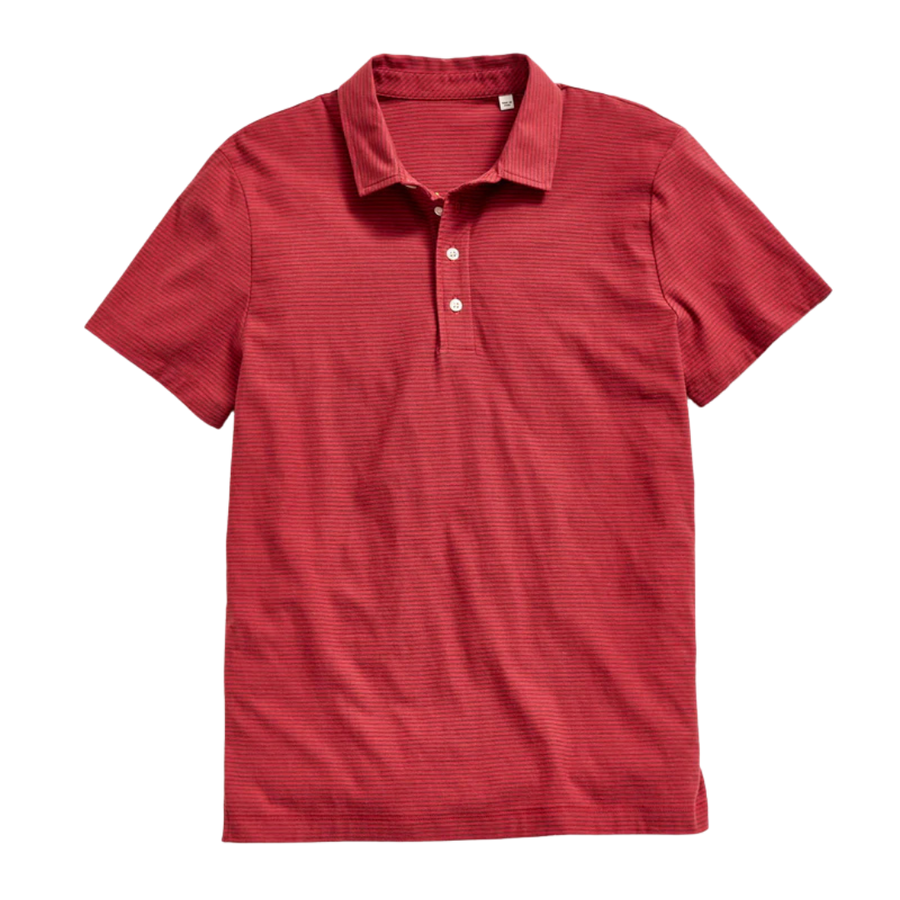 Pensacola Stripe Polo - Rosewood Mahogany