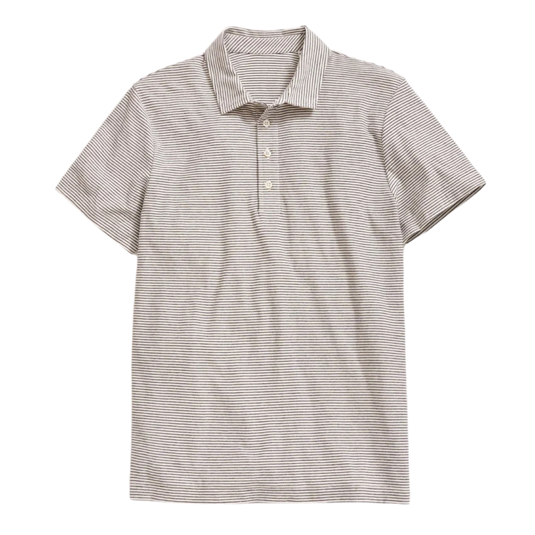 Pensacola Stripe Polo - Tinted White & Black