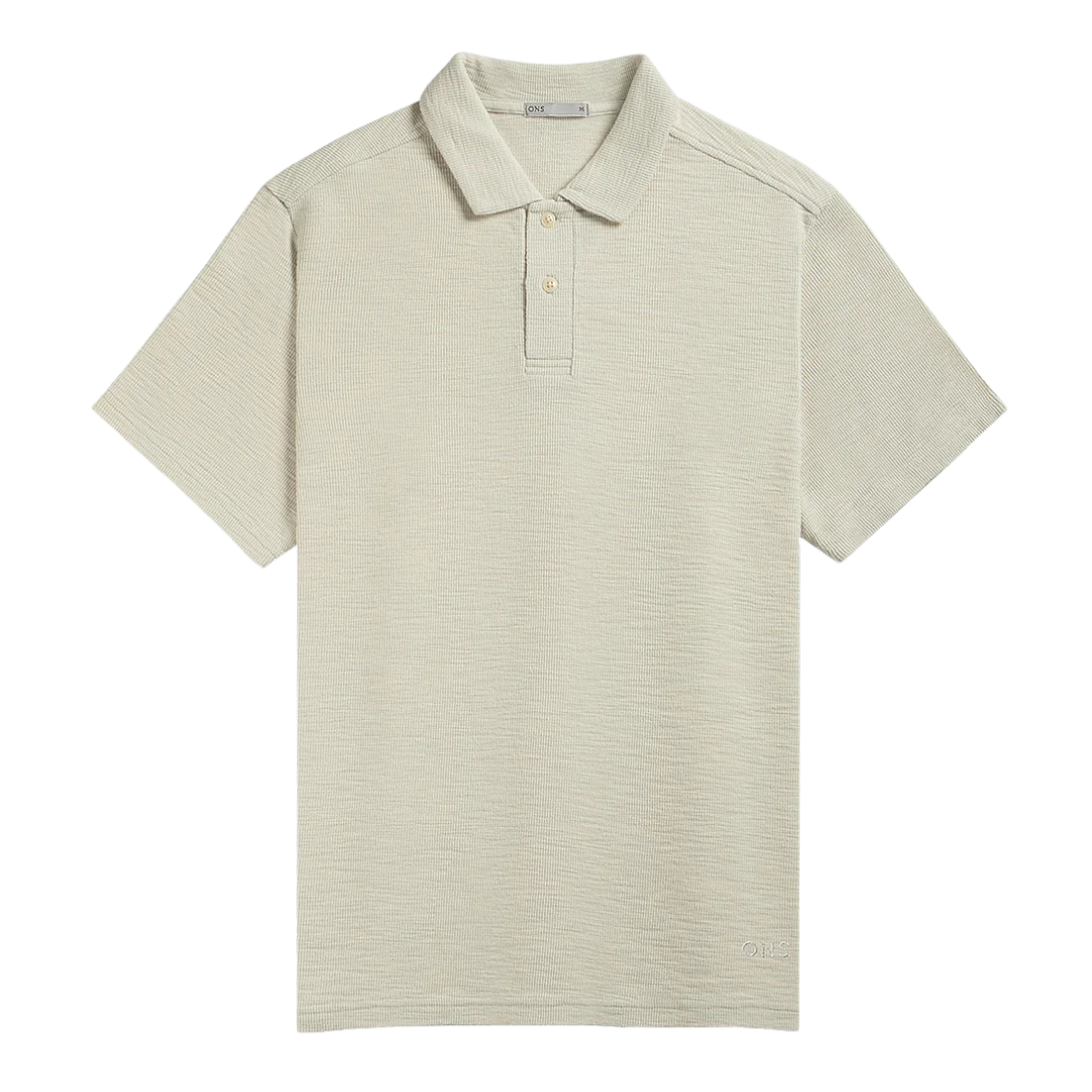 Bennett Slub Waffle Polo - Silver Birch