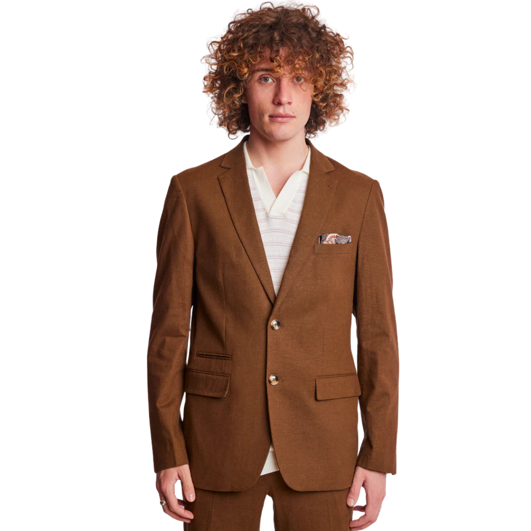 Dover Notch Slim Jacket - Brown Linen